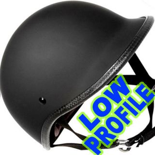 SMALLEST DOT EVER! Motorcycle Half Helmet FLAT BLACK POLO JOCKEY 