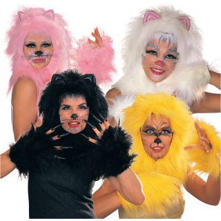 Adult Gold Cat Musical Halloween Costume Dress Up Accessory Wig & Fur 