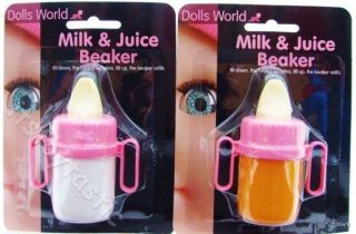 Dolls World Baby Magic Milk or Juice feeding Cup Beaker Dolls Bottles 