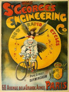 ST. GEORGE Pierrot Angel Bicycle Bike Paris Large Vintage Poster Repro 