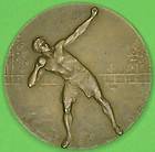 SHOT PUT Superb french Art Nouveau bronze medal Early 20th century by 