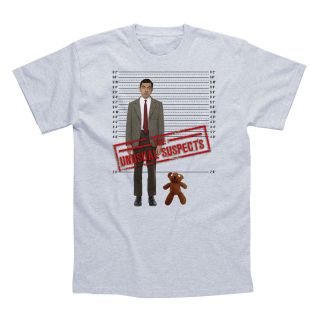 Mr Bean Grey Unusual Suspects T Shirt, Official Mr.Bean Tee 
