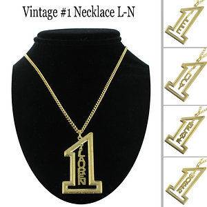 Vintage #1 Name Pendant Necklace   Choice of Name L N