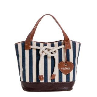 Sailor Style Navy Blue White Stripe Tote Bag