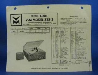 Voice of Music Service Manual Model 325 2 Record Player