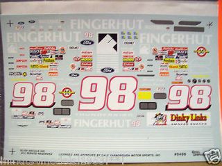 SUPER RARE SLIXX WATERSLIDE NASCAR DECAL # 98 FINGERHUT 1994 FORD 