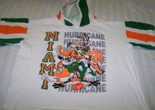 Vintage Miami Hurricanes Hooded Shirt XL Looney Tunes Hoodie Tee Rare 