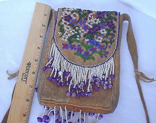 Native American Bag or Pouch Athabaskan Design Vintage Heavily Beaded 