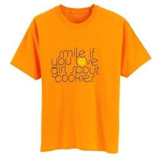 NWT Girl Scout COOKIE T SHIRT Smile love GS cookies ORANGE tee XS Gift 