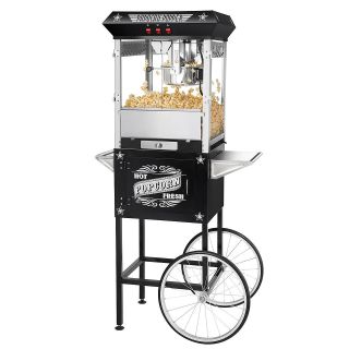   Black Antique Style Popcorn Popper Machine w/Cart 8 Ounce 8 Oz