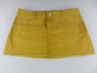 American Rag Womens Ochre Yellow Distressed Denim Mini Skirt JRS SZ 5 