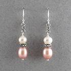   DAY GIFT VINTAGE STERLING MARCASITE WHITE BLUSH PEARL EARRINGS