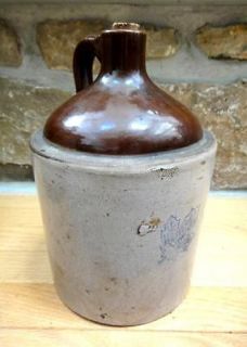 antique WESTERN STONEWARE JUG w/CORK STOPPER crock,whisky,moonshine 