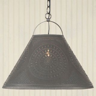 Unique Punched Tin Homestead Pendant Shade Light with Chisel Design 