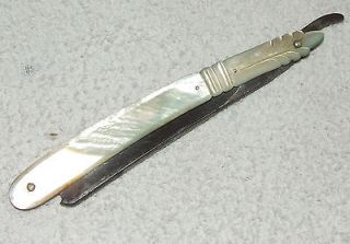 Vintage WADE & BUTCHER Straight Razor with RARE Carved MOTHER OF PEARL 
