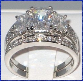   Emerald Cut CZ Anniversary Bridal Engagement Wedding Ring Set   SIZE 6