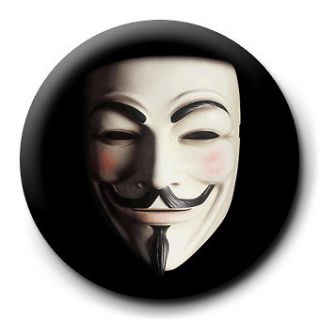   Mask 25mm Badge Button Pin Guy Fawkes Occupy Anon 4chan Wall St