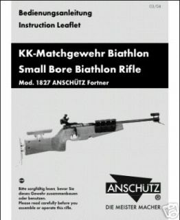 Anschutz 1827 Biathlon Rifle Manual New Reproduction