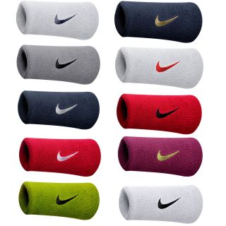 NIKE 2 PACK PAIR DOUDLEWIDE SPORTS WRISTBANDS TENNIS SQUASH BADMINTON 