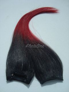 13 Off Black and Fire Red Dip Dyed Two Tone Clip in Human Hair 