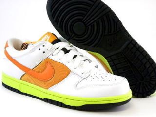 Nike Air Dunk Low White/Lime Green/Orange Fashion Sneakers Women Wmns 