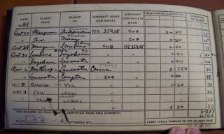Vintage California Pilot Flight Record & Log Book 1944 1949