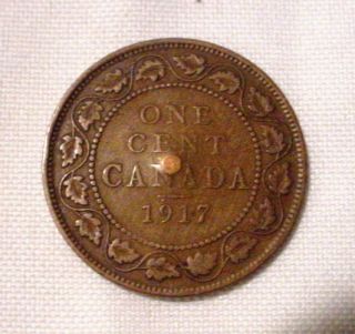 OLD 1917 Canadian ONE CENT Penny Canada COIN King Georg