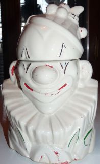 Vintage McCoy Clown Cookie Jar with over glaze decorations