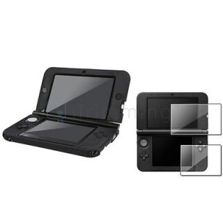 Black Silicone Skin Case+2 LCD Top+Bottom Screen Protector For 