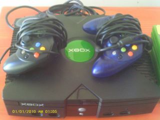 Xbox 8GB Black Original Console NTSC Complete 2 Controllers 8 Games 