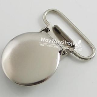   Round face Suspender Mitten Clips Webbing Hook Paci Pacifier silver