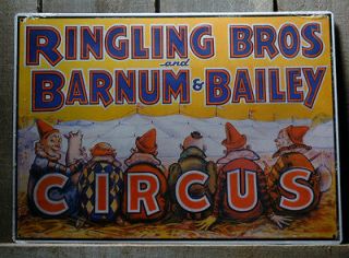 METAL RINGLING BROS BARNUM & BAILEY CIRCUS WITH CLOWNS TIN SIGN SIGNS