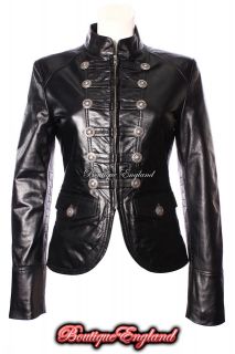 VICTORY Ladies BLACK Military Parade Style Soft Real Nappa Leather 