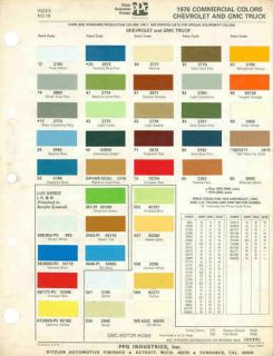 1976 Chevrolet GMC Truck Paint Color Chart 76 PPG LUV