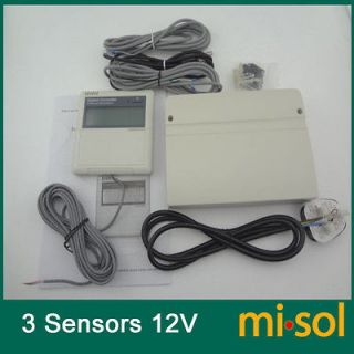 CONTROLLER of SOLAR WATER HEATER, 12VDC,with 3 temperatures sensors