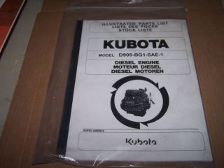 KUBOTA D905 BG1 SAE 1 DIESEL ENGINE PARTS LIST / MANUAL