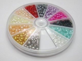 600 Mixed Colour Half Pearl Bead 4mm Flat Back with Wheel 12 Colour