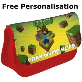 PERSONALISED MINECRAFT FLOATING BLOCK PENCIL CASE / MAKE UP BAG / GIFT