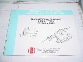 TECUMSEH TRANSMISSION TRANSAXLE QUICK REFERENCE GUIDE
