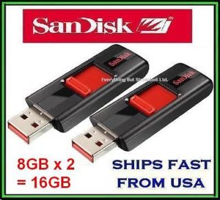 LOT of 2 8GB= 16GB SANDISK CRUZER USB FLASH DRIVE SDCZ36 JUMP THUMB 