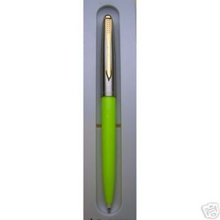 PARKER 45 GOLD TRIM YELLOW BALLPOINT PEN WITH DOME NEW IN BOX CLICK 