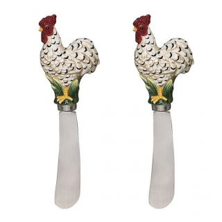   BY SADEK 2 Piece Rooster Spreader Set for Cheese   Butter   Pate