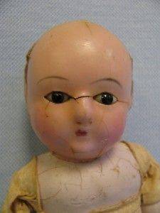 Antique German TAUFLING Doll WAX OVER PAPIER MÂCHÉ Glass Eyes 