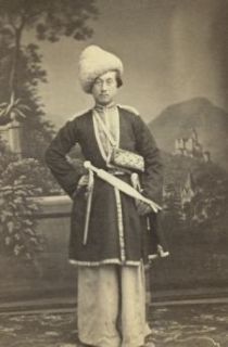 1880 photo of Georgian man in traditional clothing. Cartes de visite 