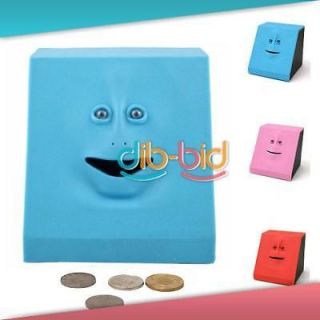 Face Bank Saving Sensor Coin Money Eating Box Facebank Blue Cute Piggy 