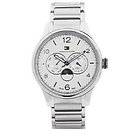   MENS STAINLESS STEEL WHITE DIAL MOON PHASE CALENDAR WATCH 1710254