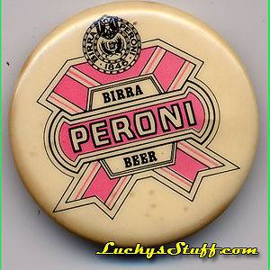BIRRA PERONI BEER c1980 Advertising Pin CELLULOID PINBACK Italy