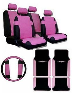 PINK BLK Car Truck SUV Seat Covers Steering wheel cover & Floor Mats 