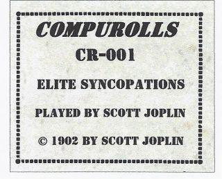New Piano Roll CompuRolls   CR 001   Elite Syncopations by Scott 