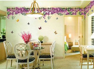 yQ Butterfly Fence flower sticker wall Decal Removable Art Vinyl Decor 